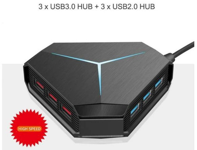 Main image of 6 Port USB Hub, 6*USB 3.0 Splitter Adapter with Cool Light for Multi-device Desktop Laptop
