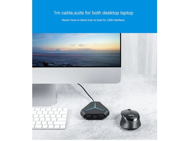 Alt view image 4 of 7 - 6 Port USB Hub, 6*USB 3.0 Splitter Adapter with Cool Light for Multi-device Desktop Laptop