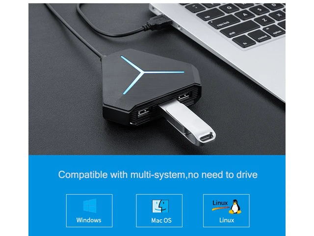 Alt view image 5 of 7 - 6 Port USB Hub, 6*USB 3.0 Splitter Adapter with Cool Light for Multi-device Desktop Laptop