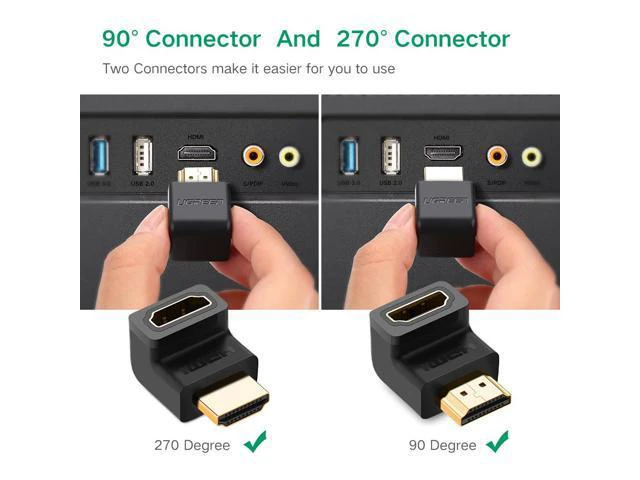Alt view image 4 of 7 - 4Pack 270 Degree and 90 Degree HDMI Adapter (Right Angle HDMI) with 4K and HDR Support