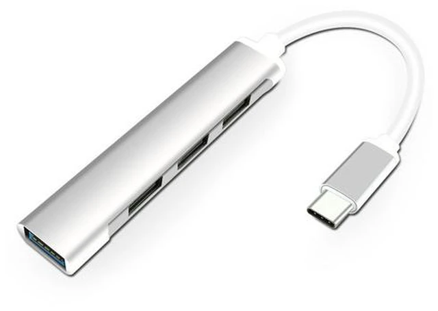 Main image of USB-C 4-Port Hub,USB C Adapter, ESTONE Slim Aluminum,Type C 3.1 Hub with 4 Port USB 3.0 for USB-C Devices Including New MacBook, Google Chromebook Pixel and More-Silver