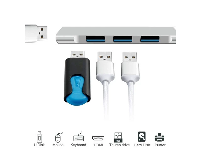 Alt view image 4 of 7 - USB-C 4-Port Hub,USB C Adapter, ESTONE Slim Aluminum,Type C 3.1 Hub with 4 Port USB 3.0 for USB-C Devices Including New MacBook, Google Chromebook Pixel and More-Silver