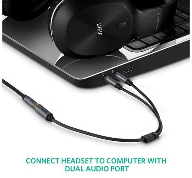 Alt view image 5 of 7 - (2 Pack) 3.5mm Jack Adapter CTIA - Y Splitter Audio Cable with Separate Microphone and Headphone Connector Compatible for PC, PS4 Gaming Headset- 1Ft/30cm, (Blue)