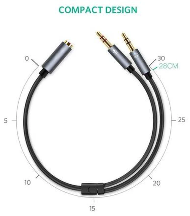 Alt view image 2 of 7 - (2 Pack) 3.5mm Jack Adapter CTIA - Y Splitter Audio Cable with Separate Microphone and Headphone Connector Compatible for PC, PS4 Gaming Headset- 1Ft/30cm, (Blue)