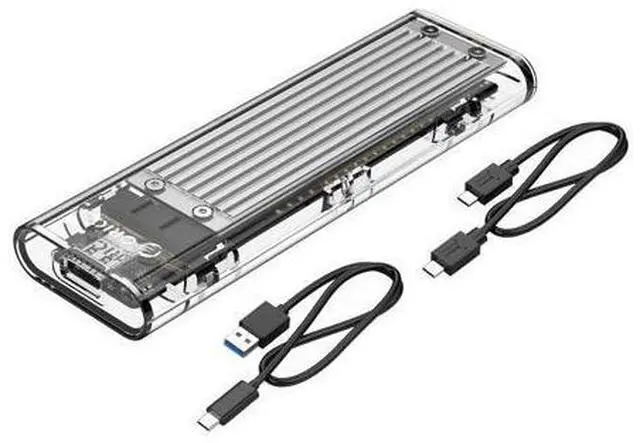 Main image of Transparent M.2 NVME SSD Enclosure M.2 to USB 3.1 Type-C Gen 2 NVME M.2 Case for NVME SSD for Intel 660p/Samsung 970 EVO/Samsung970 Pro 2230/2242/2260/2280 PCIe NVMe M-Key SSD up to 2TB-Silver