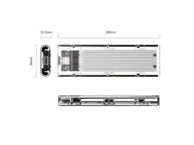 Alt view image 2 of 7 - Transparent M.2 NVME SSD Enclosure M.2 to USB 3.1 Type-C Gen 2 NVME M.2 Case for NVME SSD for Intel 660p/Samsung 970 EVO/Samsung970 Pro 2230/2242/2260/2280 PCIe NVMe M-Key SSD up to 2TB-Silver