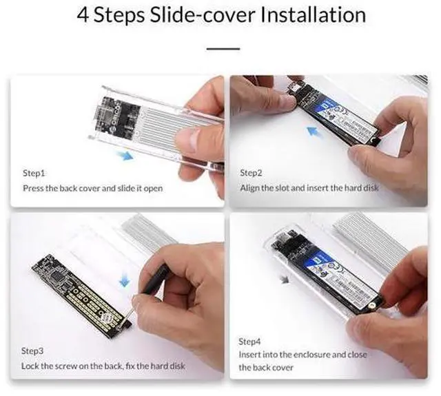 Alt view image 6 of 7 - Transparent M.2 NVME SSD Enclosure M.2 to USB 3.1 Type-C Gen 2 NVME M.2 Case for NVME SSD for Intel 660p/Samsung 970 EVO/Samsung970 Pro 2230/2242/2260/2280 PCIe NVMe M-Key SSD up to 2TB-Silver