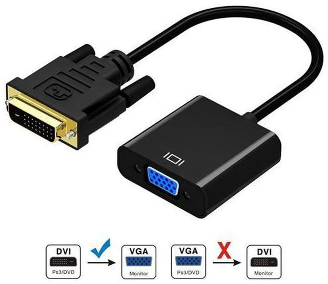 Main image of DVI to VGA Adapter DVI 24+1 DVI-D Male to VGA Female Cable Adapter Converter for DVI Device, Laptop, PC to VGA Displays, Monitors, Projectors (DVI24+1 TO VGA)
