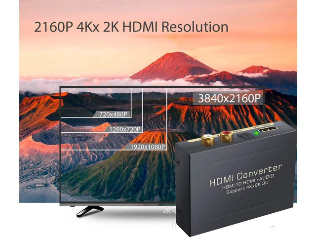 Alt view image 6 of 7 - HDMI to HDMI + SPDIF + RCA L / R Audio Extractor Converter (HDMI input,HDMI+ Audio output) Support 4K@30Hz 1080P Full HD 3D