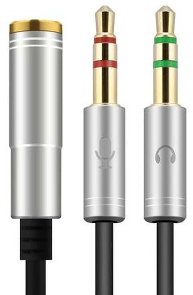 Main image of (2 Pack) 3.5mm Jack Adapter CTIA - Y Splitter Audio Cable with Separate Microphone and Headphone Connector Compatible for PC, PS4 Gaming Headset- 1Ft/30cm, (Gray)