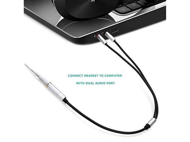 Alt view image 5 of 7 - (2 Pack) 3.5mm Jack Adapter CTIA - Y Splitter Audio Cable with Separate Microphone and Headphone Connector Compatible for PC, PS4 Gaming Headset- 1Ft/30cm, (Gray)