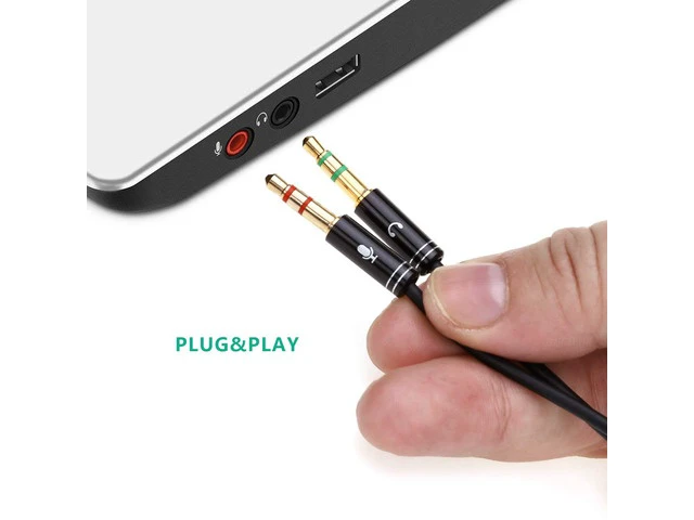Alt view image 4 of 7 - (2 Pack) 3.5mm Jack Adapter CTIA - Y Splitter Audio Cable with Separate Microphone and Headphone Connector Compatible for PC, PS4 Gaming Headset- 1Ft/30cm, (Black)