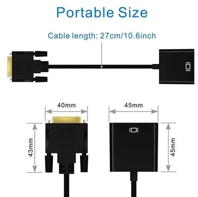 Alt view image 5 of 7 - DVI to VGA Adapter, DVI 24+1 DVI-D Dual Link to VGA Male to Female 1080P Video Cable Converter for Gaming, DVD, Laptop, HDTV Projector & Other DVI Enabled Devices