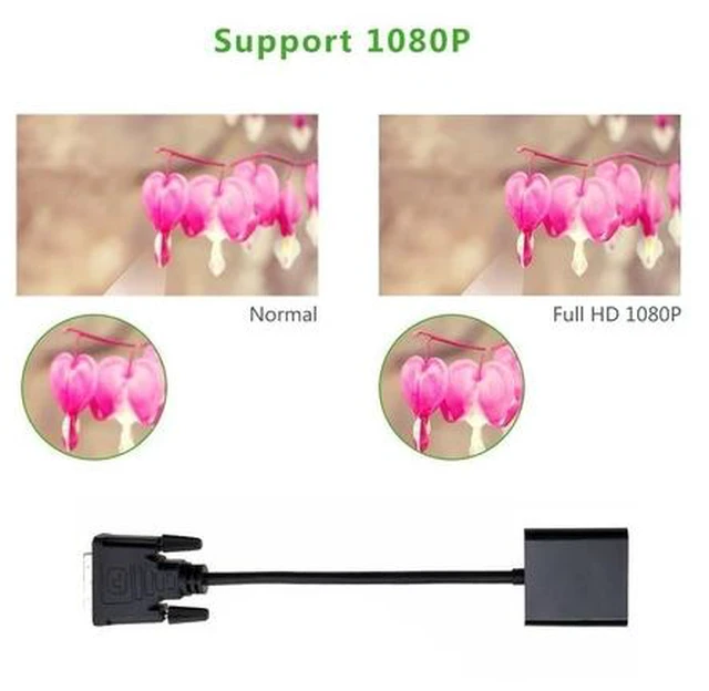 Alt view image 7 of 7 - DVI to VGA Adapter, DVI 24+1 DVI-D Dual Link to VGA Male to Female 1080P Video Cable Converter for Gaming, DVD, Laptop, HDTV Projector & Other DVI Enabled Devices