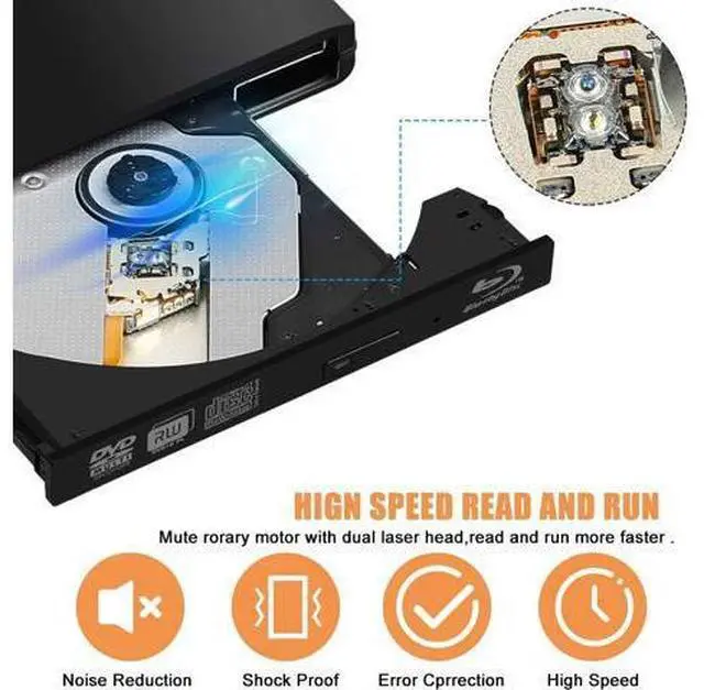 Alt view image 4 of 7 - Aluminum External Blu-Ray Burner Drive Type C USB 3.0 Portable CD DVD +/-RW Drive Slim DVD/CD ROM Rewriter Burner Writer for Laptop Desktop PC Windows Linux OS Apple Mac Silver