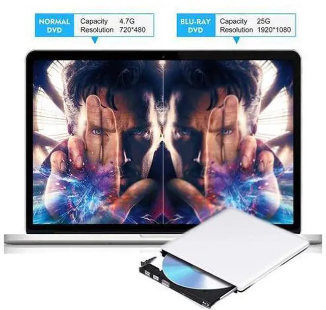 Alt view image 6 of 7 - Aluminum External Blu-Ray Burner Drive Type C USB 3.0 Portable CD DVD +/-RW Drive Slim DVD/CD ROM Rewriter Burner Writer for Laptop Desktop PC Windows Linux OS Apple Mac Silver
