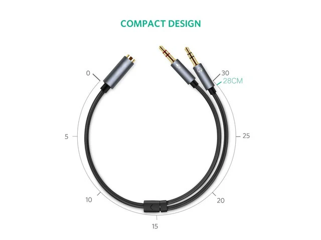 Alt view image 2 of 7 - (2 Pack) 3.5mm Jack Adapter CTIA - Y Splitter Audio Cable with Separate Microphone and Headphone Connector Compatible for PC, PS4 Gaming Headset- 1Ft/30cm, (Rose Pink)