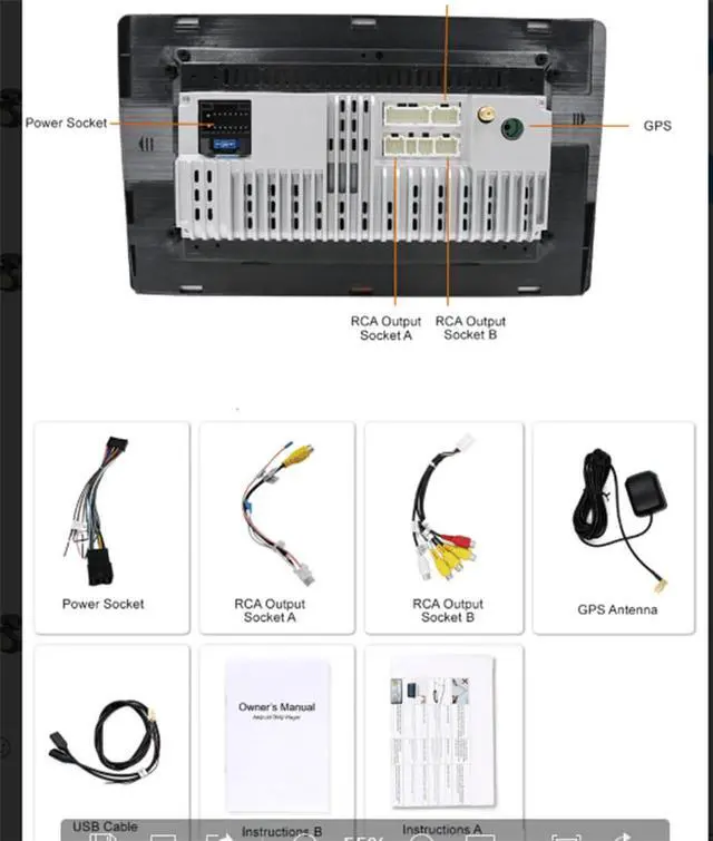 Alt view image 7 of 7 - FYUU 10 Inch Android 8.1 Car Stereo Radio GPS Player Touch Screen 2GB+32GB Wifi 3G 4G