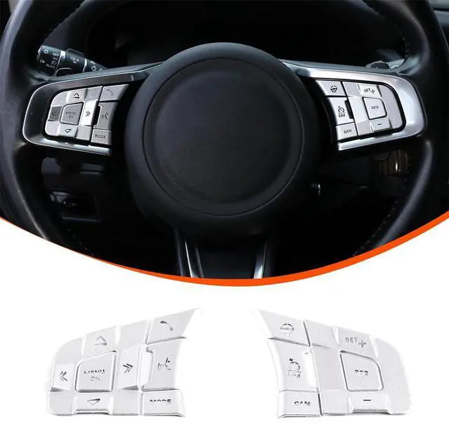 Alt view image 6 of 7 - Acaigel Silver Alloy Steering Wheel Button Cover Trim For Jaguar F-Pace F-Type Xe Xf