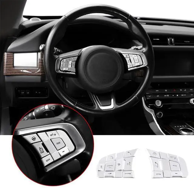 Alt view image 7 of 7 - Acaigel Silver Alloy Steering Wheel Button Cover Trim For Jaguar F-Pace F-Type Xe Xf