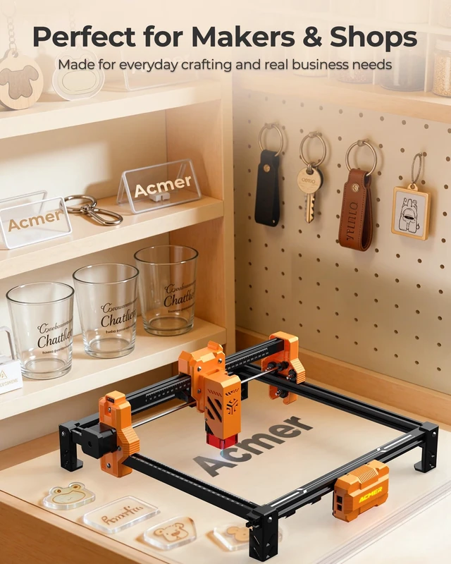 Alt view image 2 of 7 - ACMER S2 7W Laser Engraver, 300 x 300 mm Diode Laser Cutter, Up to 10,000 mm/min, LightBurn & LaserGRBL Compatible
