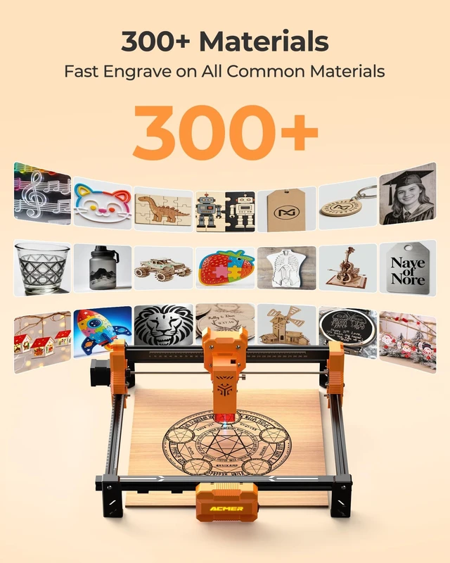 Alt view image 6 of 7 - ACMER S2 7W Laser Engraver, 300 x 300 mm Diode Laser Cutter, Up to 10,000 mm/min, LightBurn & LaserGRBL Compatible