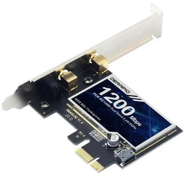 Alt view image 5 of 12 - Mickey AC1200 Desktop PCIe WiFi Card 1200Mbps 2.4/5GHz WiFi Bluetooth 4.0 Wireless Adapter 802.11acbgn PCI Express x1 Network Card for Windows 7 8 10 11