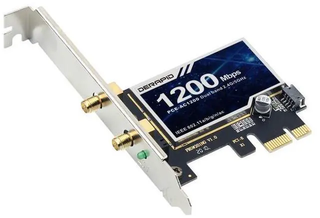 Alt view image 4 of 12 - Mickey AC1200 Desktop PCIe WiFi Card 1200Mbps 2.4/5GHz WiFi Bluetooth 4.0 Wireless Adapter 802.11acbgn PCI Express x1 Network Card for Windows 7 8 10 11