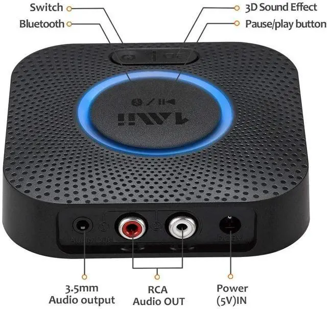Alt view image 2 of 12 - Upgraded 1Mii B06 Plus Bluetooth Receiver, HiFi Wireless Audio Adapter, Bluetooth 5.0 Receiver with 3D Surround aptX Low Latency for Home Music Streaming Stereo System