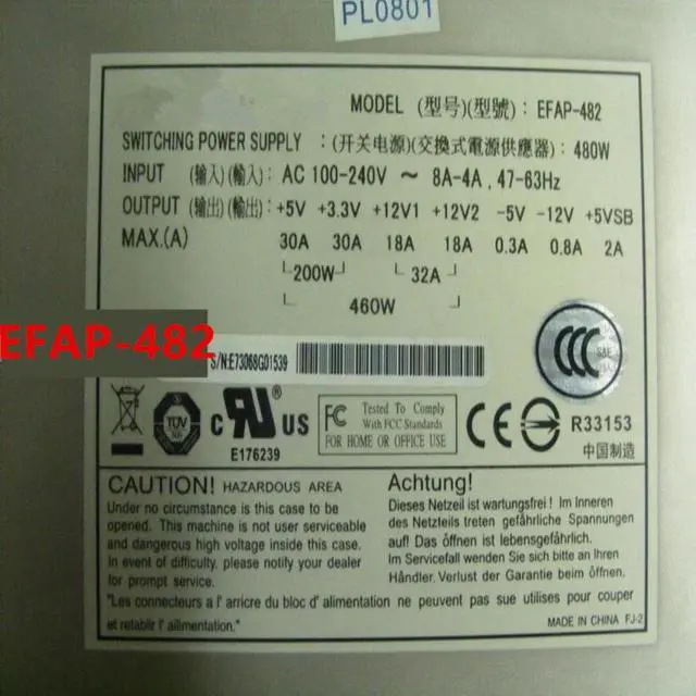 Alt view image 4 of 4 - 90% PSU For Etasis NF290D2 NF295D2 2U 480W Switching Power Supply EFAP-482