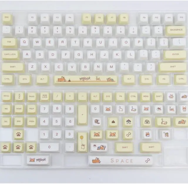 Main image of 135 Keys Corgi Themed keycaps XDA Profile PBT Dye Sublimation Keycaps for MX Switch Fits 61 64 68 87 96 104 Mechanical Keyboard