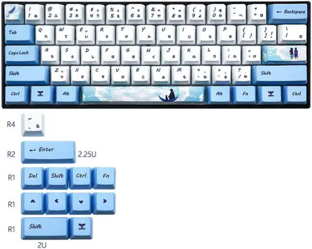 Main image of Keycaps Dye Sublimation 72 Keys PBT Keycaps Thick OEM Japanese root font keycap For Cherry Gateron Kailh switch Keyboard