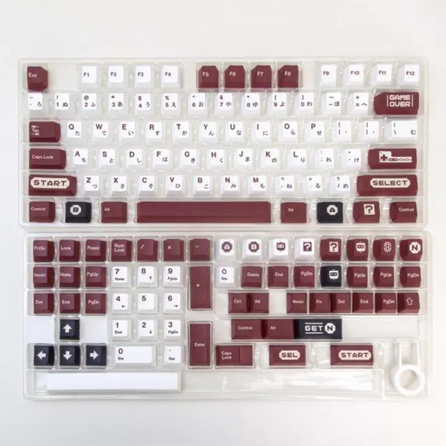 Main image of 135 Keys Retro Red And White Machine Keycaps Japanese Cherry Profile PBT Dye Sublimation Mechanical Keyboard Keycap 61/64/84/87