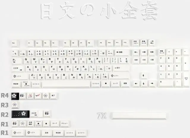 Main image of Keyboard Caps Japanese PBT Hot Sublimation Keycap Mechanical Keyboard With Cherry High 7U Add Small Set of Keys GH XD GD GK61