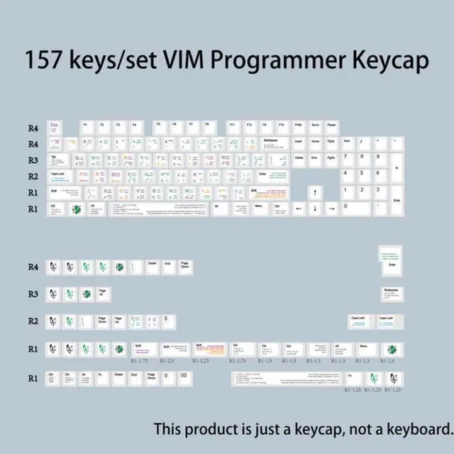 Main image of OIAGLH 157 keys/set VIM Programmer Keycap Cherry Profile PBT DYE-SUB Keycap For MX Switch Mechanical Keyboard With 1.75U 2U Shift