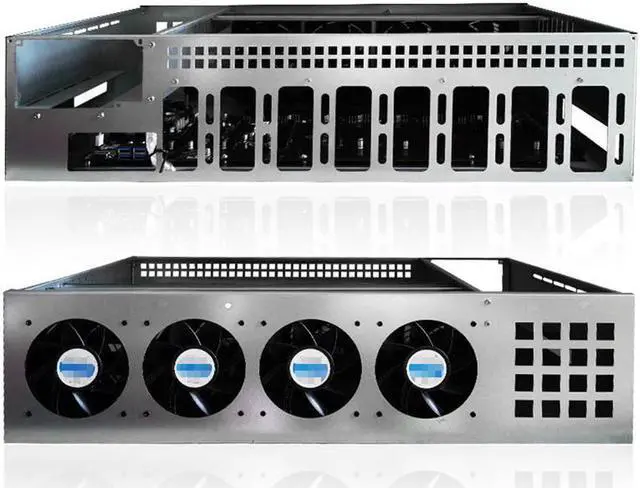 Alt view image 2 of 7 - Acaigel Mining Rig Frame 8 GPU Miner Case w/ 4 Fans and 4GB DDR3 Mining Motherboard