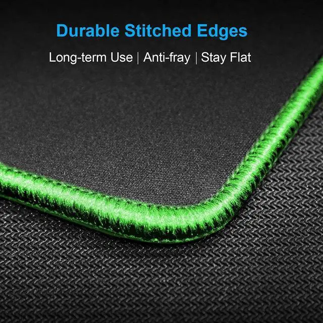 Alt view image 5 of 7 - SaiTech IT 20 Pack Gaming Mouse Pad, Water Resistance Coating Natural Rubber Gaming Mouse Pad with Stitched Edges & Non-Slippery Rubber Base (9.84 x 8.27 Inch) - Black with Green Stitched Border