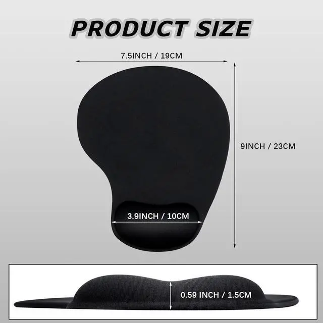 Alt view image 2 of 7 - 6 Pieces Mouse Pad with Wrist Rest Gel Black Comfortable Computer Mouse Wrist Pad Gel for Laptop Gaming Desk Office