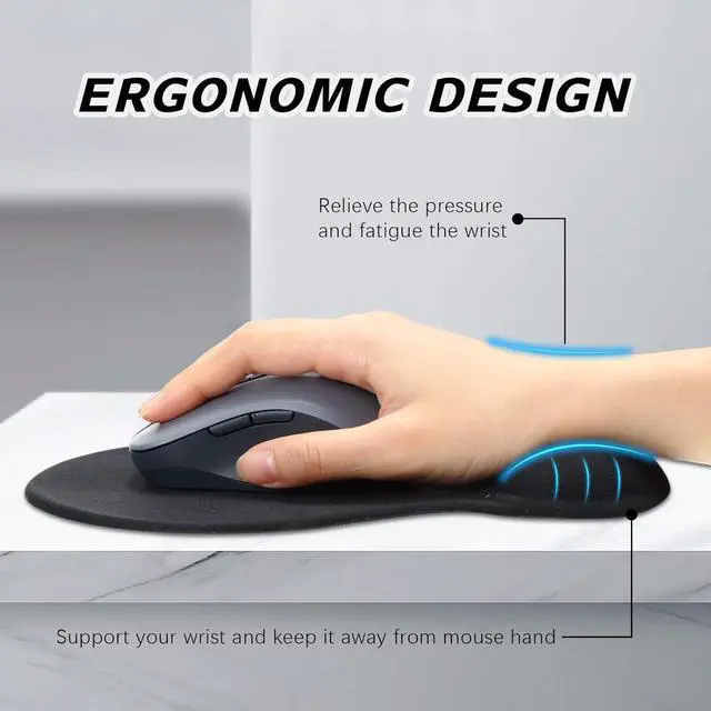Alt view image 4 of 7 - 6 Pieces Mouse Pad with Wrist Rest Gel Black Comfortable Computer Mouse Wrist Pad Gel for Laptop Gaming Desk Office