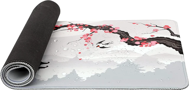 Alt view image 3 of 7 - XXL Large Gaming Laptop Anime Mouse Pad Japanese Cherry Blossom White Game pad Big Desk Pads PC Keyboard Waterproof and Non-Slip 31.06 x 11.8inches 3mm Thick Rubber Table Mat Tower