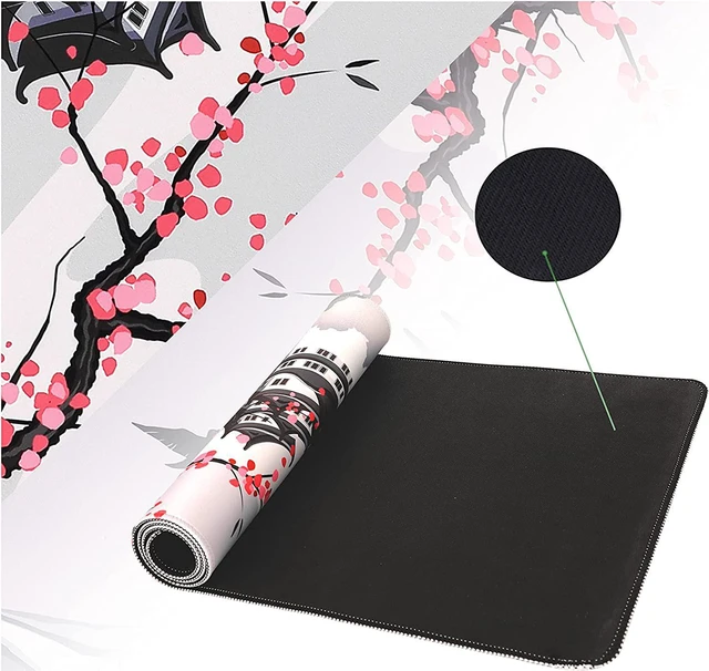 Alt view image 4 of 7 - XXL Large Gaming Laptop Anime Mouse Pad Japanese Cherry Blossom White Game pad Big Desk Pads PC Keyboard Waterproof and Non-Slip 31.06 x 11.8inches 3mm Thick Rubber Table Mat Tower