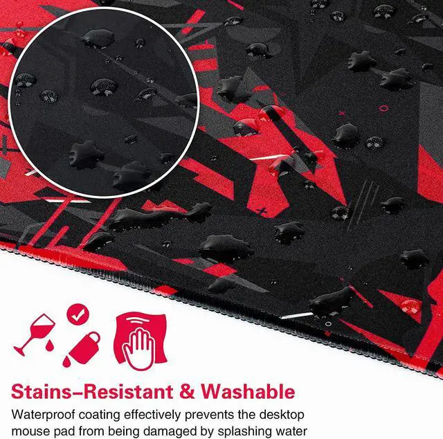 Alt view image 4 of 7 - Gaming Mouse Pad Extended Mouse Pad 31.5x15.7inch XXL Large Big Computer Keyboard Mouse Mat Desk Pad with Non-Slip Base and Stitched Edge for Home Office Gaming Work (Black Red)