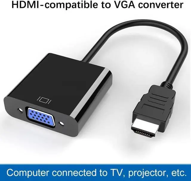 Alt view image 3 of 7 - HDMI to VGA Adapter Gold-Plated HDMI to VGA Adapter Converter Full HD 1080P External Video Card Multi Monitor Adapter Desktop Laptop HDTV Monitor Projector- Black