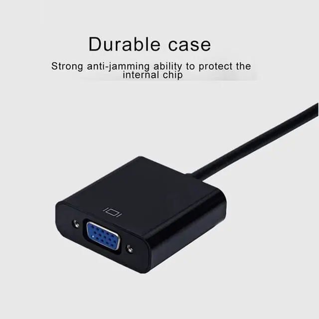 Alt view image 2 of 7 - HDMI to VGA Adapter Gold-Plated HDMI to VGA Adapter Converter Full HD 1080P External Video Card Multi Monitor Adapter Desktop Laptop HDTV Monitor Projector- Black