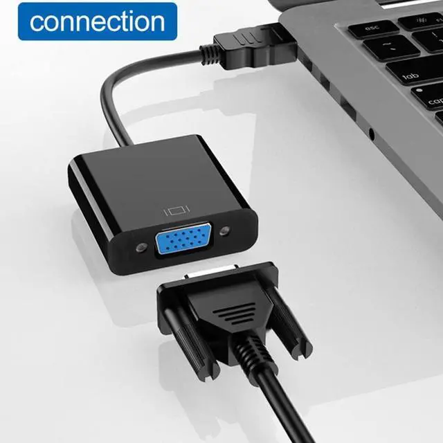 Alt view image 4 of 7 - HDMI to VGA Adapter Gold-Plated HDMI to VGA Adapter Converter Full HD 1080P External Video Card Multi Monitor Adapter Desktop Laptop HDTV Monitor Projector- Black