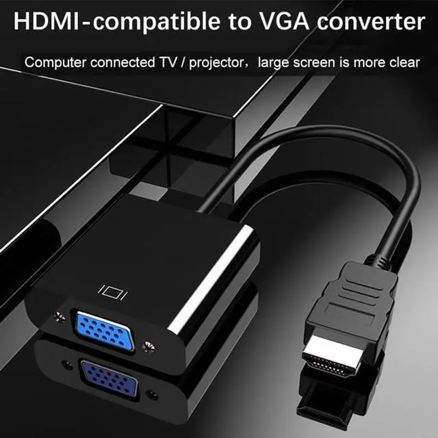 Alt view image 5 of 7 - HDMI to VGA Adapter Gold-Plated HDMI to VGA Adapter Converter Full HD 1080P External Video Card Multi Monitor Adapter Desktop Laptop HDTV Monitor Projector- Black