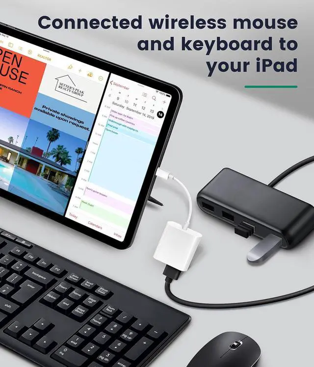 Alt view image 4 of 5 - USB Adapter for iPad/iPhone Lightning to USB Female OTG Adapter Compatible with SD Card Reader/USB Flash Drive/Microphone/Hard Disk and MIDI Plug & Play