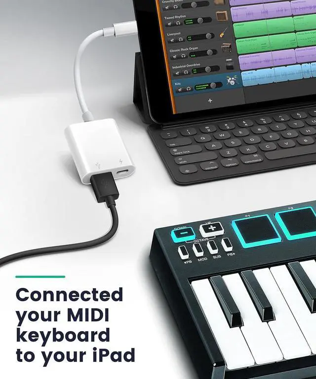 Alt view image 5 of 5 - USB Adapter for iPad/iPhone Lightning to USB Female OTG Adapter Compatible with SD Card Reader/USB Flash Drive/Microphone/Hard Disk and MIDI Plug & Play
