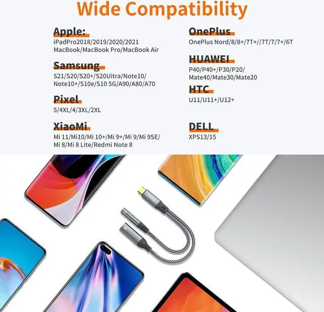 Alt view image 6 of 6 - USB C to 3.5mm Headphone and Charger Adapter 2-in-1 USB Type C to Aux Jack Dongle Cable with PD 60W Fast Charging for iPhone 15 16 Pro Max Plus  Galaxy S22 S23 S24 Ultra Note 20 iPad Pro