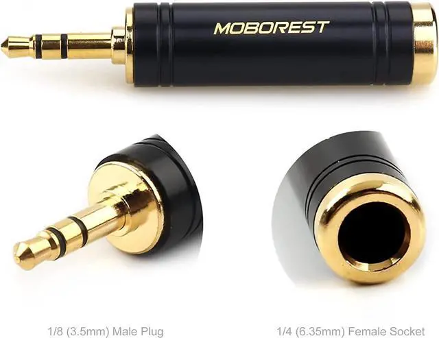 Alt view image 6 of 7 - 3.5mm to 1/4 Stereo Pure Copper Adapter 1/8 (3.5mm) Male Plug to 1/4 (6.35mm) Jack Female Socket Adapter for Headphone Amp Adapte Black -1PCS